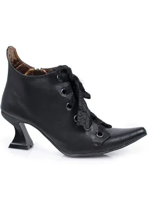 Pointed Black Lace Up Witch Halloween Costume Shoes