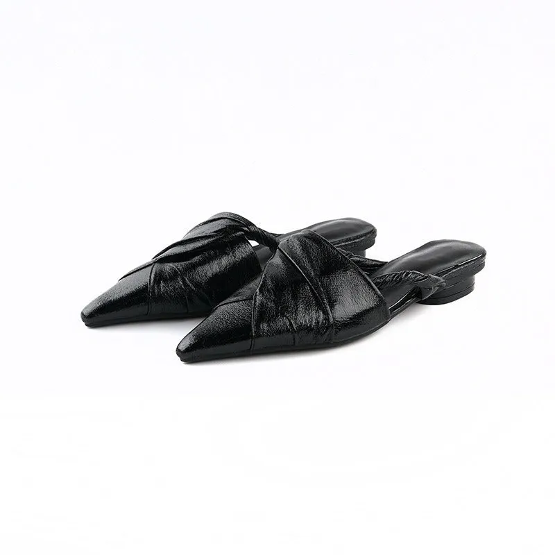 Pre Order:  Pleated Pointy Toe Mules