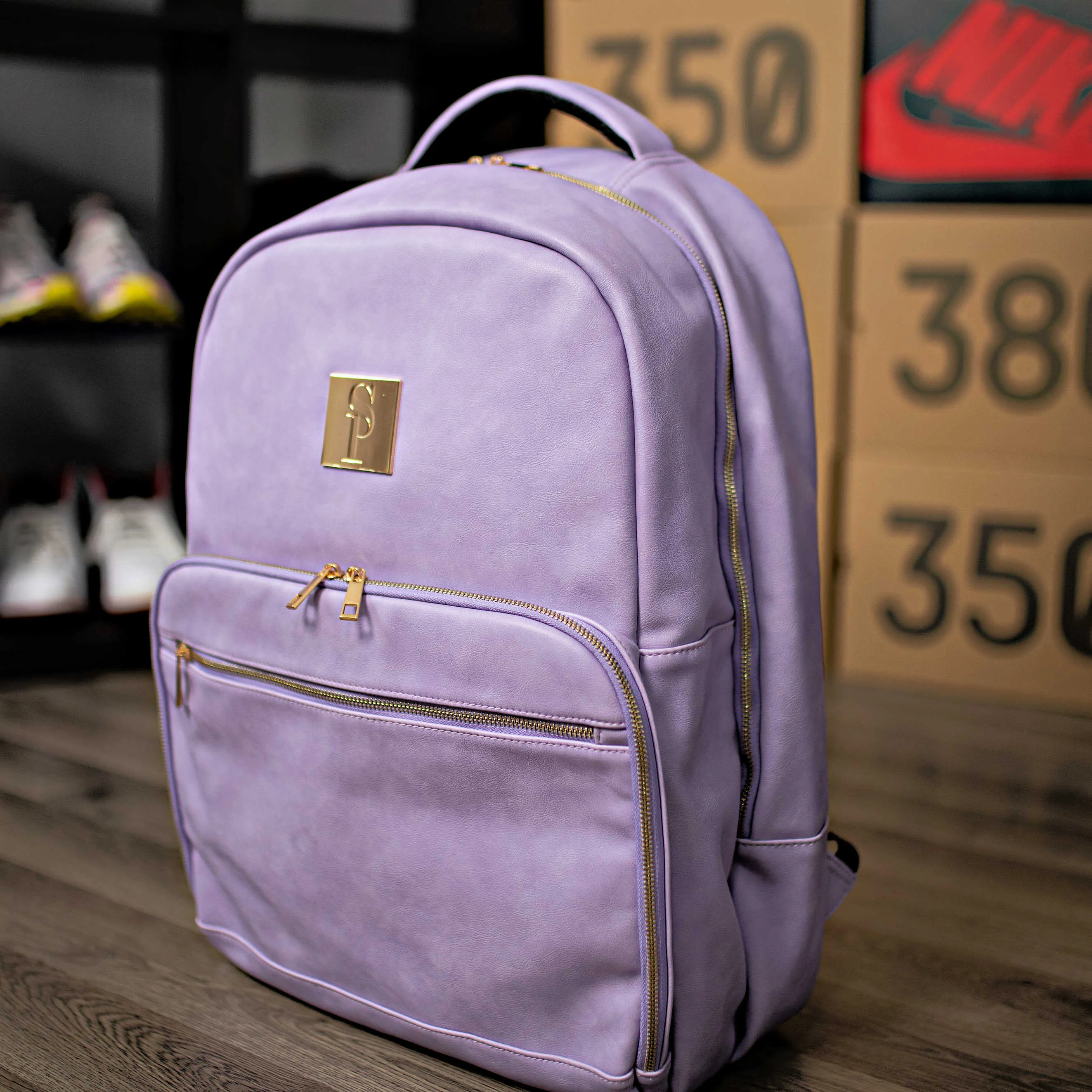 Purple Leather Commuter Bag