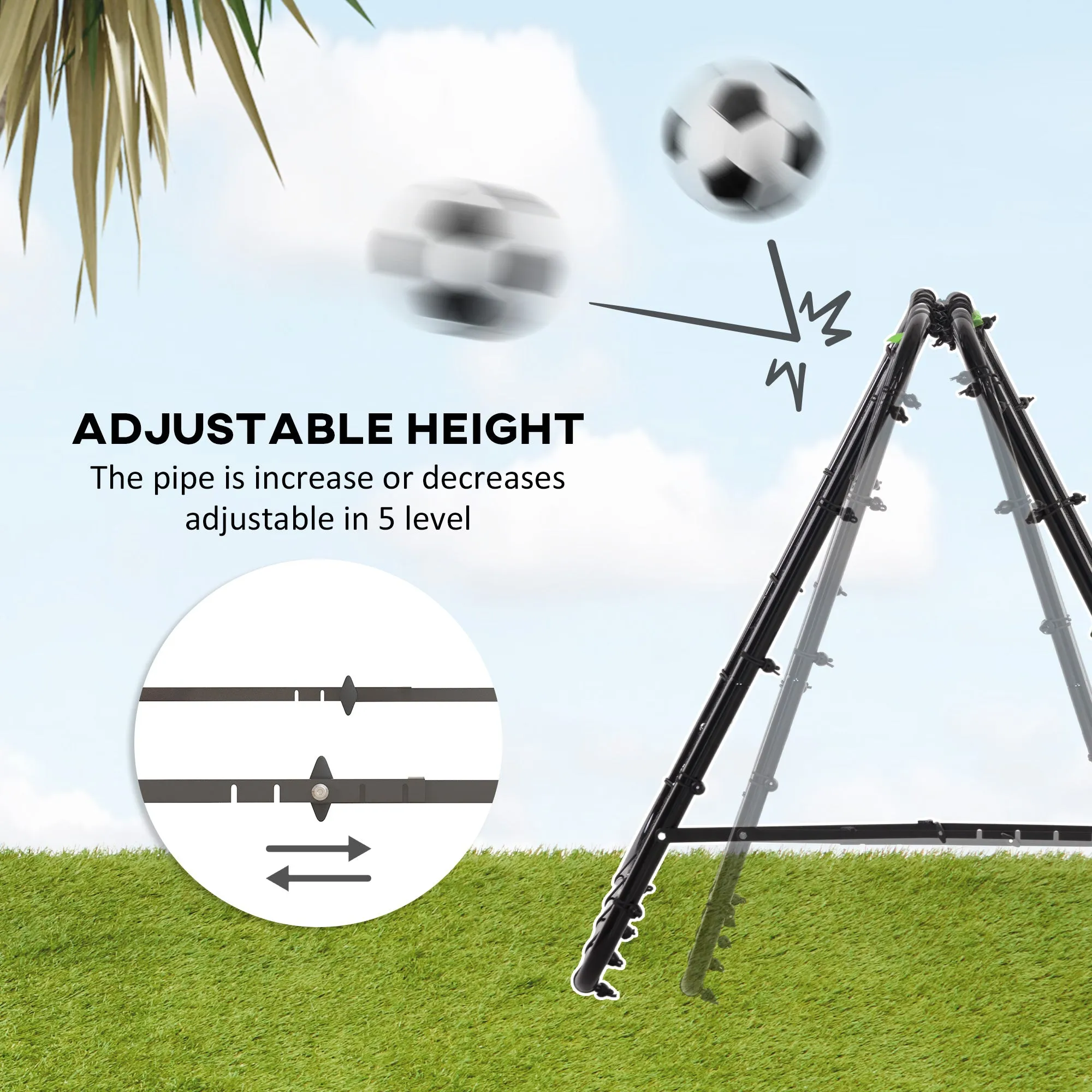 Rebounder Net Football Target Goal with Adjustable Angles, Black