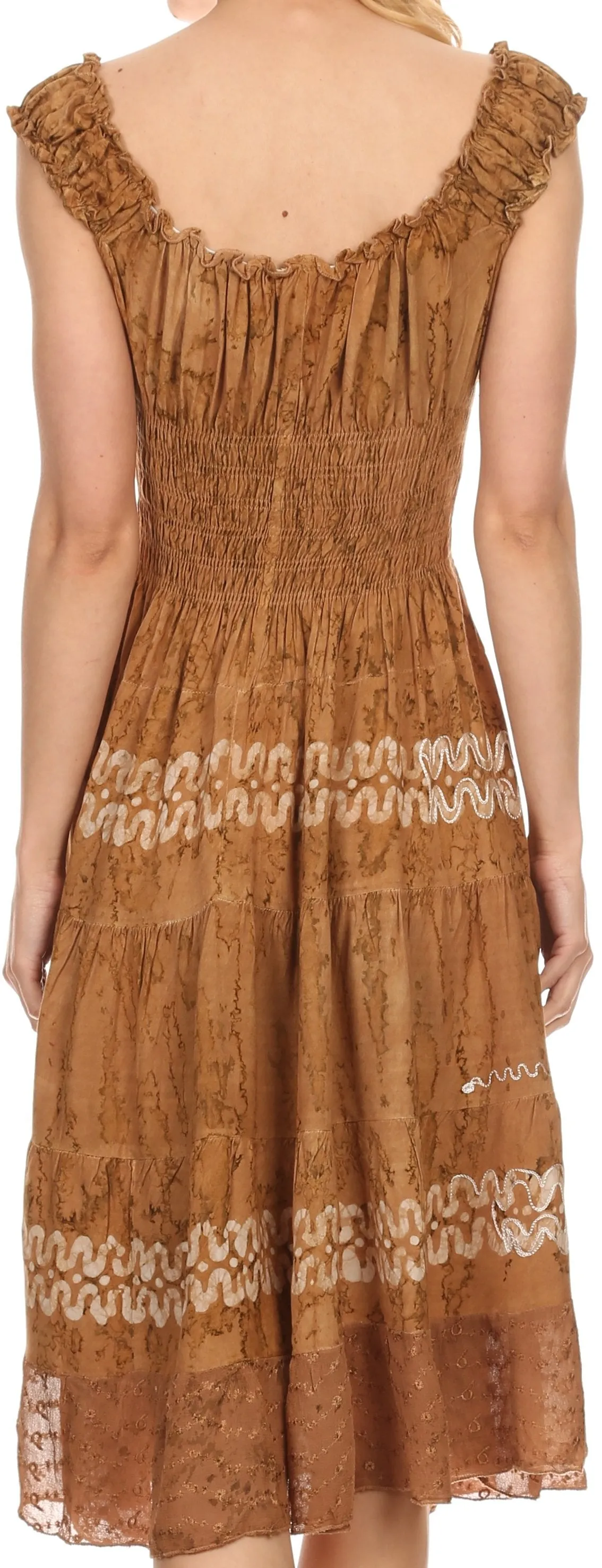 Sakkas Delilah Gypsy Boho Peasant Batik Dress