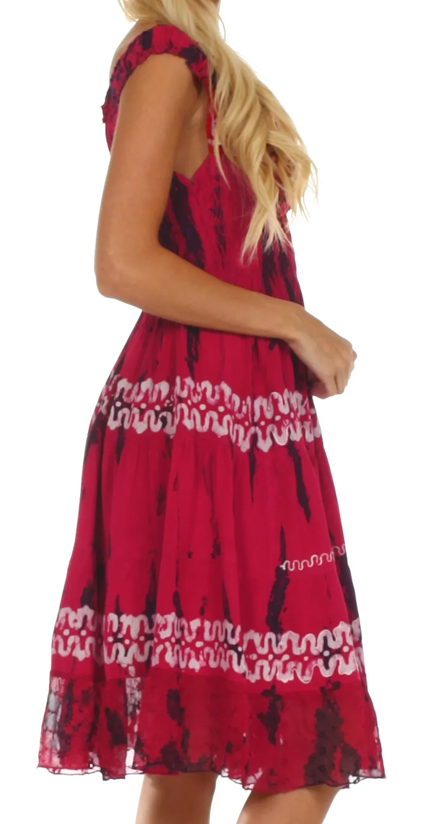 Sakkas Delilah Gypsy Boho Peasant Batik Dress