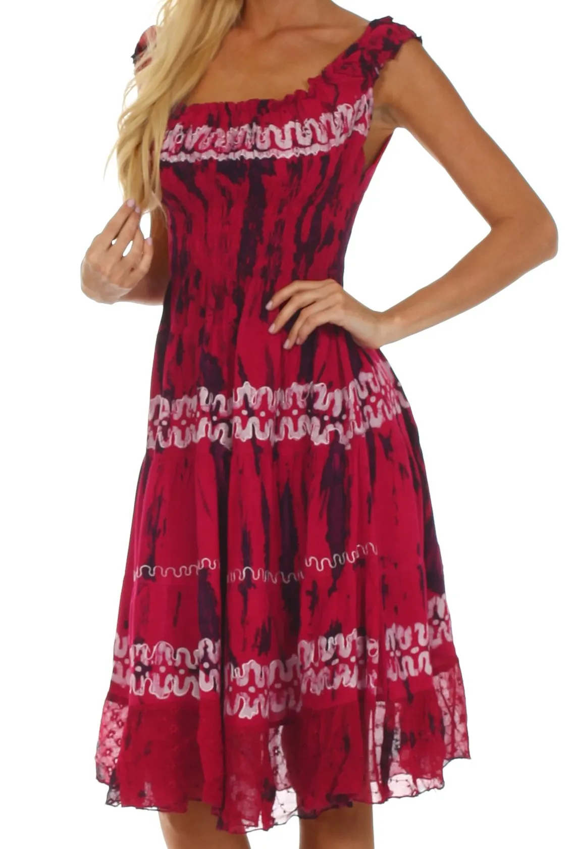 Sakkas Delilah Gypsy Boho Peasant Batik Dress