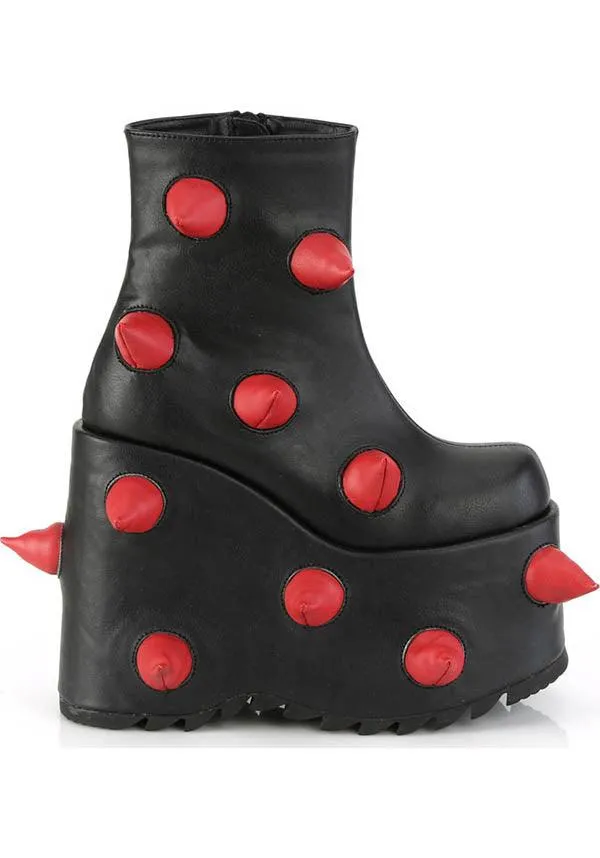 SLAY-77 [Black/Red] | PLATFORM BOOTS [PREORDER]