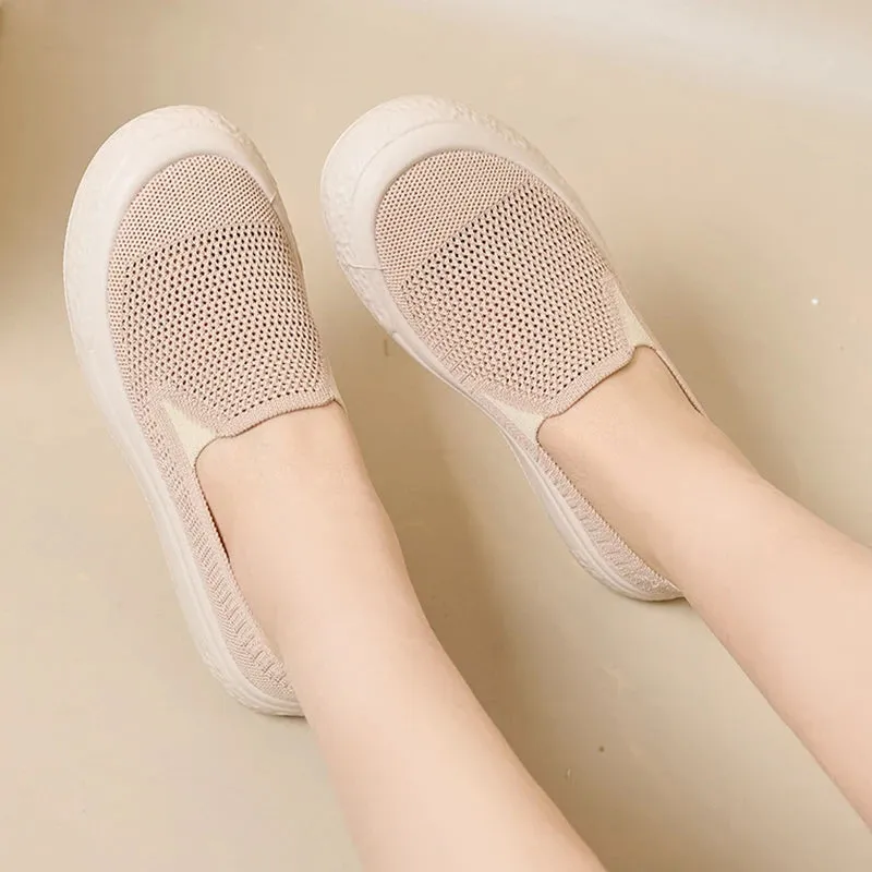 Sneakers Women Casual Shoes Mesh Soft Loafers Bottom Walking Shoes Mom Light Comfortable Footwear Flat Women Shoes 2024