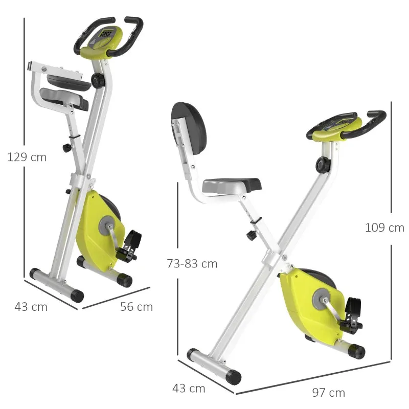 Steel Manual Stationary Bike Resistance Exercise Bike w/ LCD Monitor Yellow