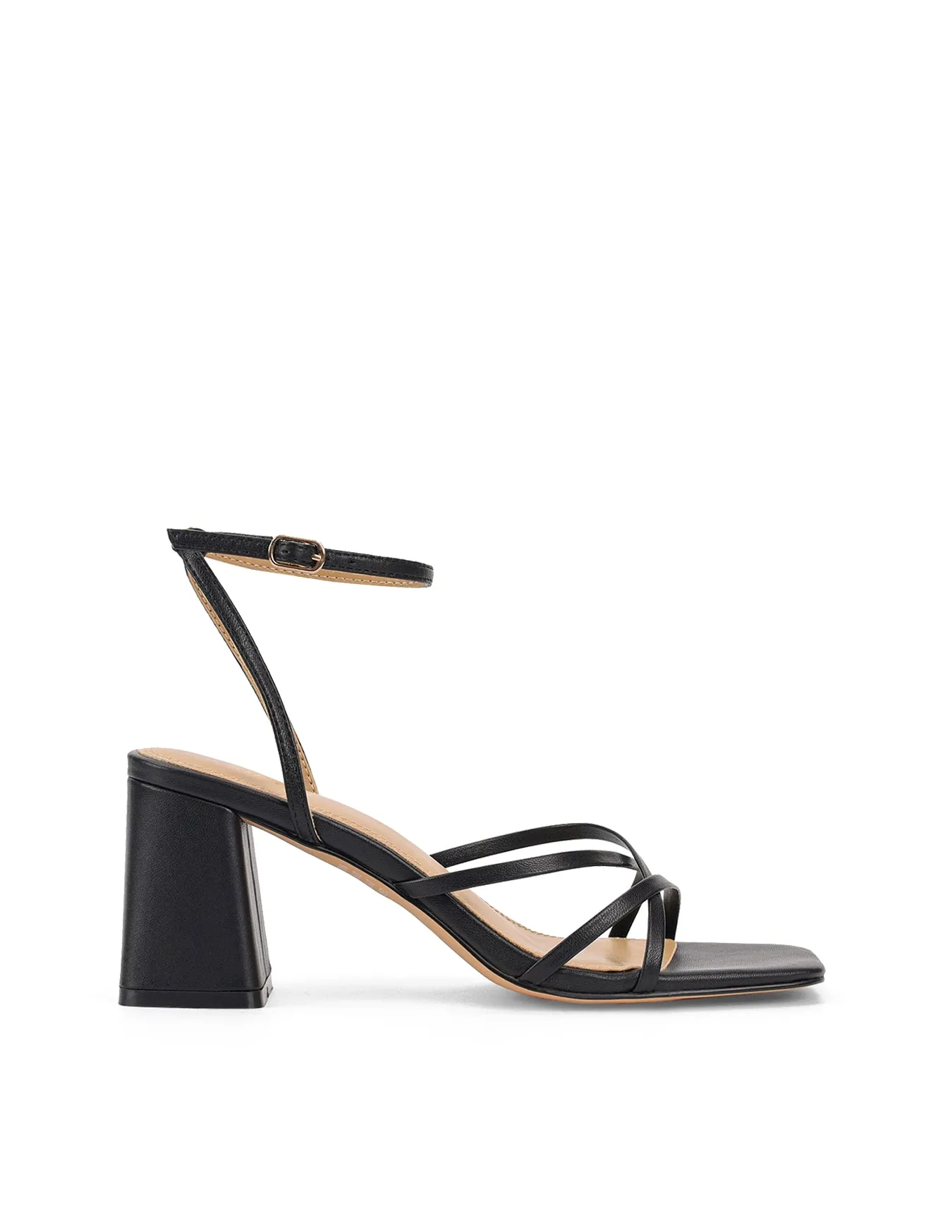 Straus Block Heel Sandals - Black Leather