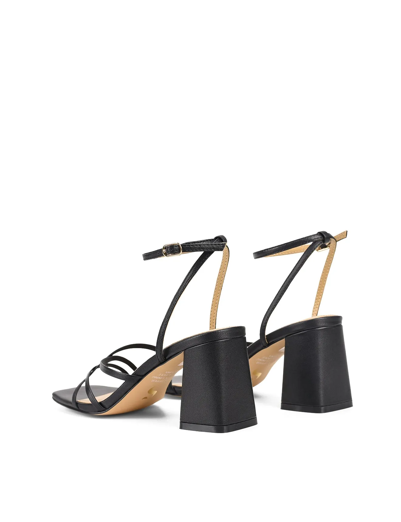 Straus Block Heel Sandals - Black Leather