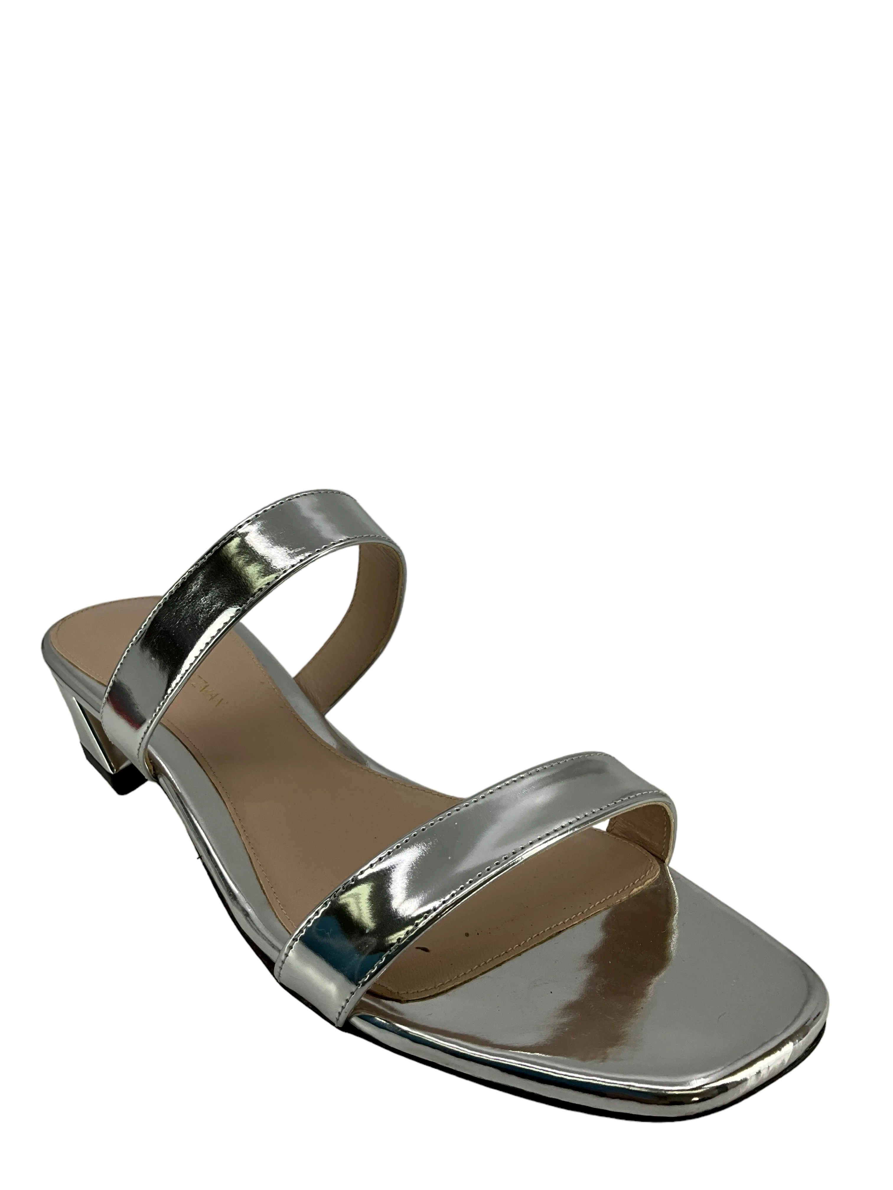 Stuart Weitzman Silver Patent Leather Sandals Size 8