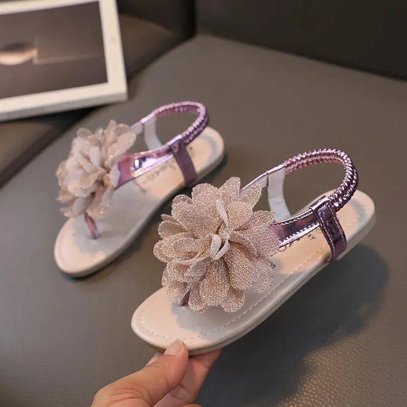 Summer Sandals Toddler Kids Baby Girls Fashion Flower Princess Sandals Beach Shoes Children Floral Sandals Slippers Soft Soled