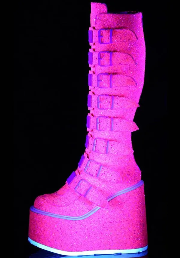 SWING-815UV [Pink Glitter] | PLATFORM BOOTS [PREORDER]