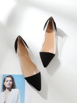 Transparent Pointed Flat Shoes, Classic Color Block Comfortable Flat Shoes