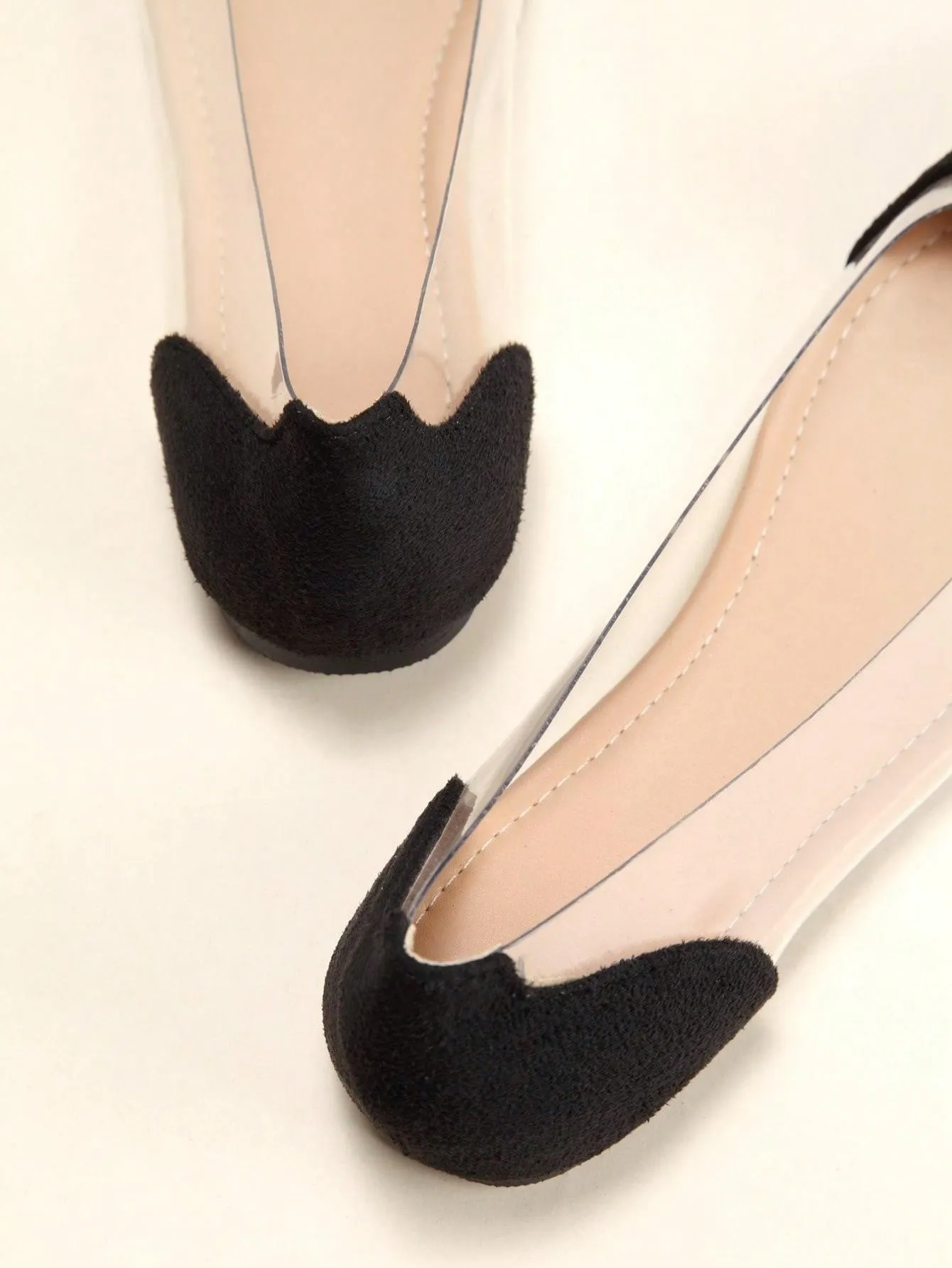 Transparent Pointed Flat Shoes, Classic Color Block Comfortable Flat Shoes