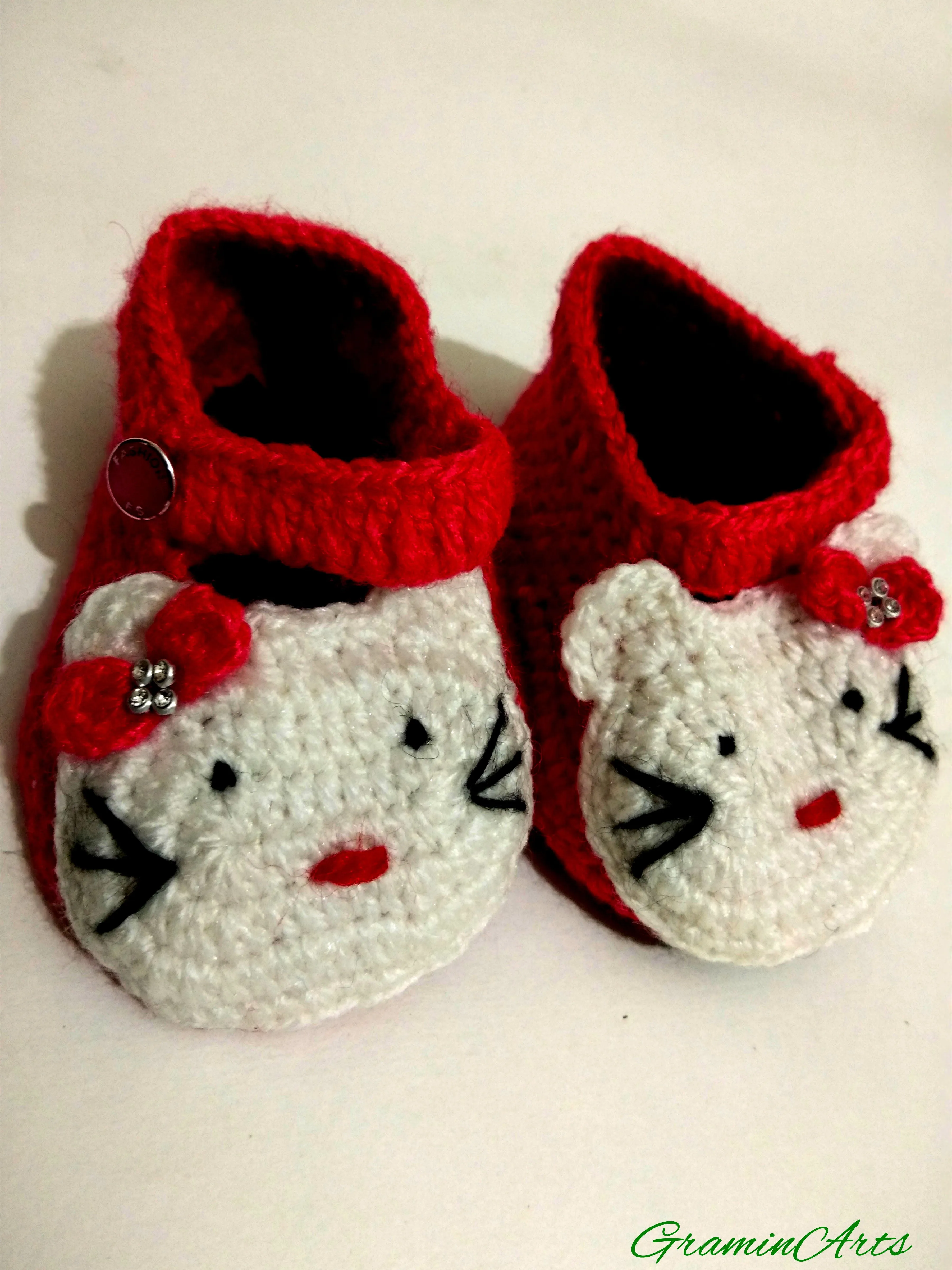 Unique Handmade Kitty Design Shoes For Baby Size 4 - 12 Month