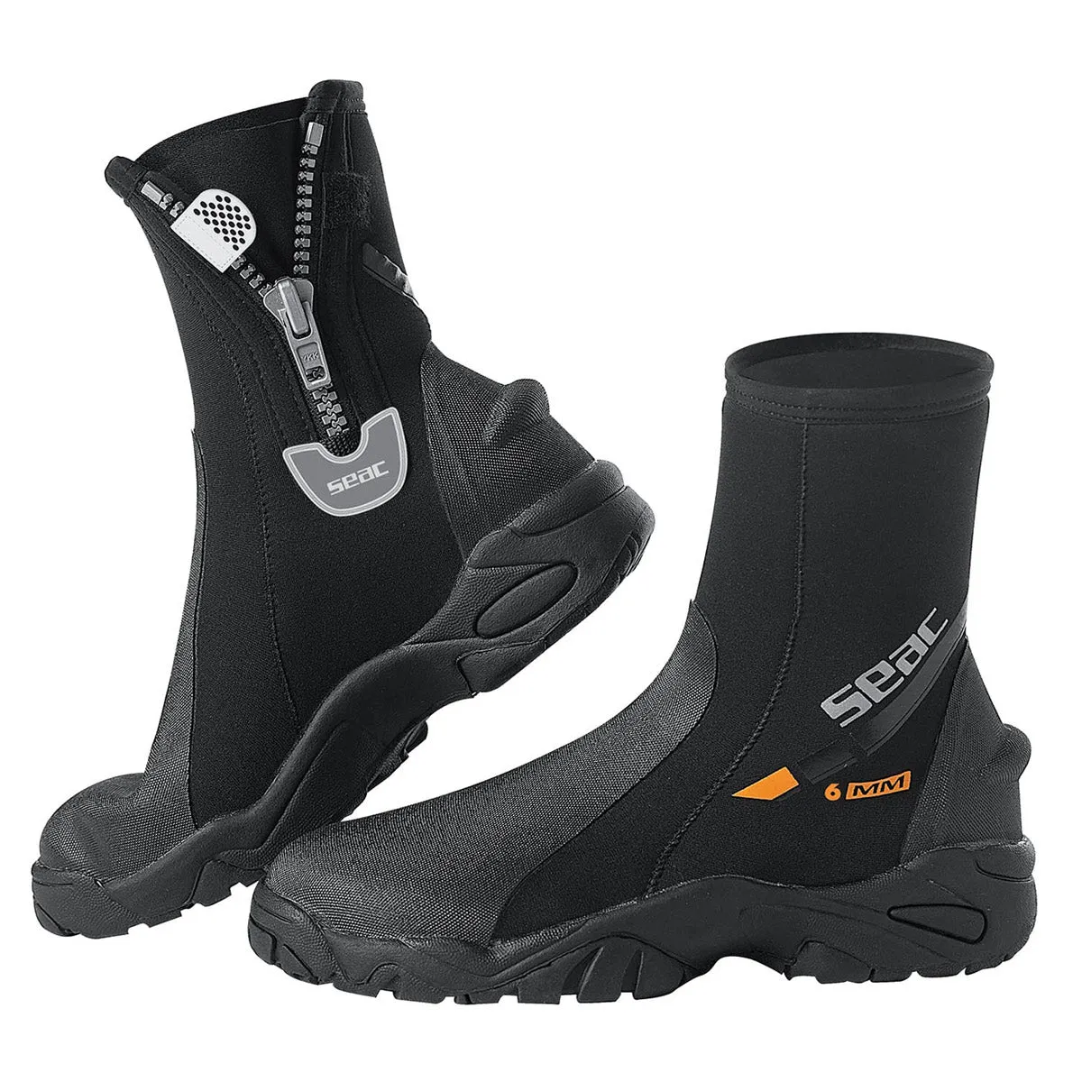 Used Seac 6mm Neoprene Pro HD Wetsuit Boots with Side Zipper, Size: Large / 42-43