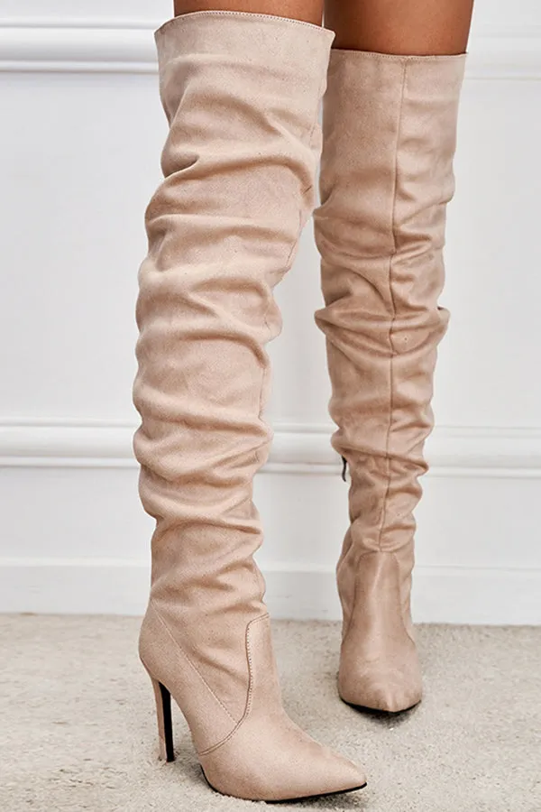 Versatile Ruched Zipper Long High Boots