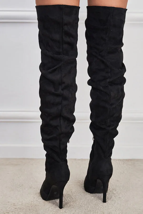 Versatile Ruched Zipper Long High Boots