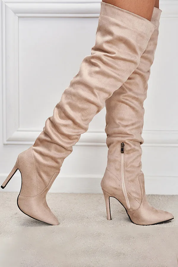 Versatile Ruched Zipper Long High Boots