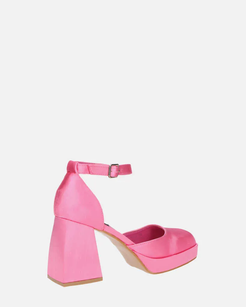 VIDA - scarpe con tacco squadrato in satin rosa