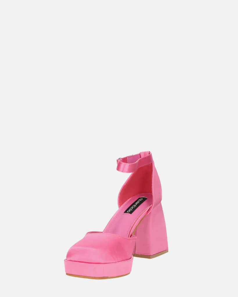 VIDA - scarpe con tacco squadrato in satin rosa