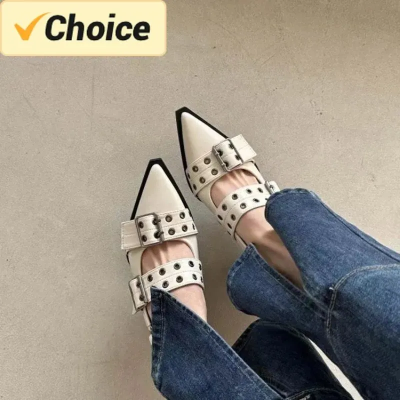 Women Flat With Shoes 2024 Designer Luxury Buckle Fashion Ladies Flats Shoes Slingback Pointed Toe Casual Female Sandals Mules