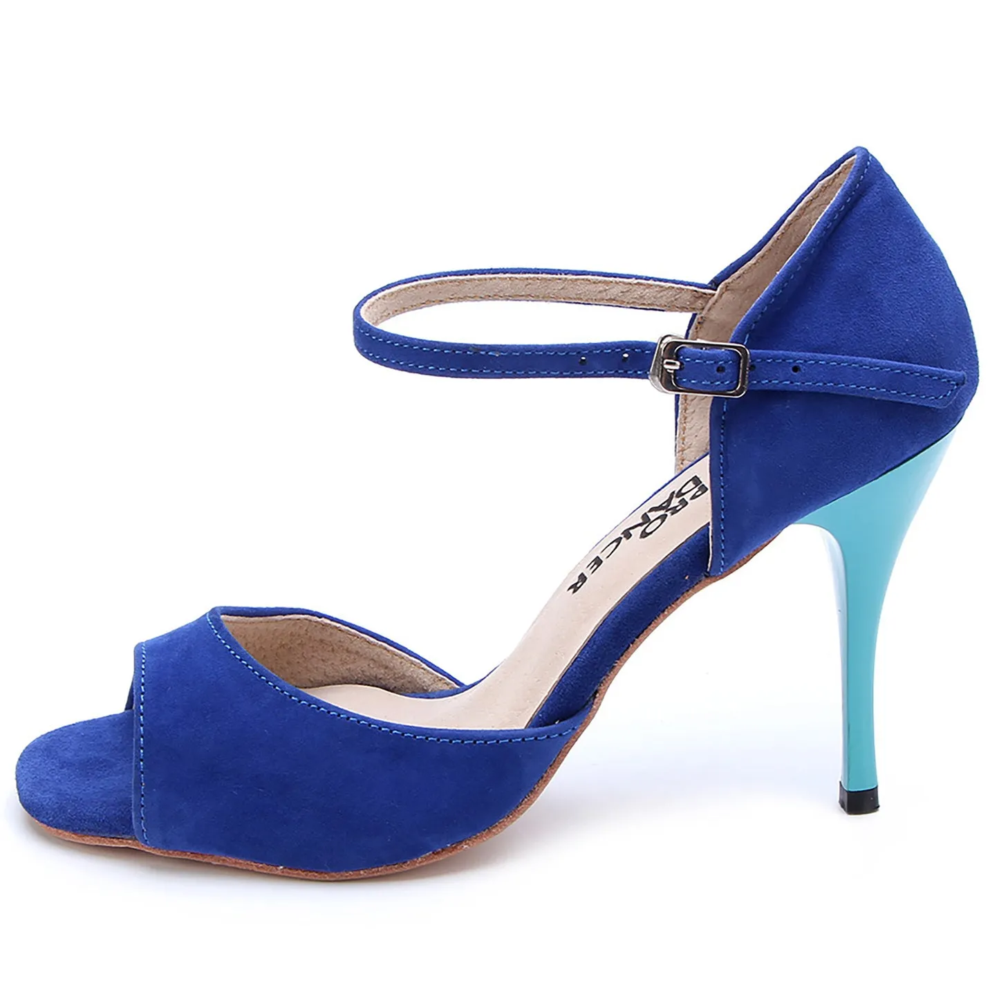 Women's Blue Real Leather 9cm Heels Dance Shoes Tango Shoes