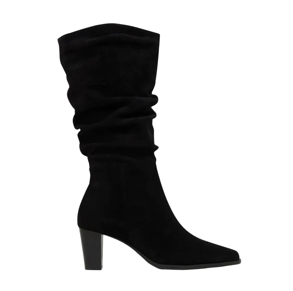 Womens Hush Puppies Hunch Black Suede Heel Long Boots