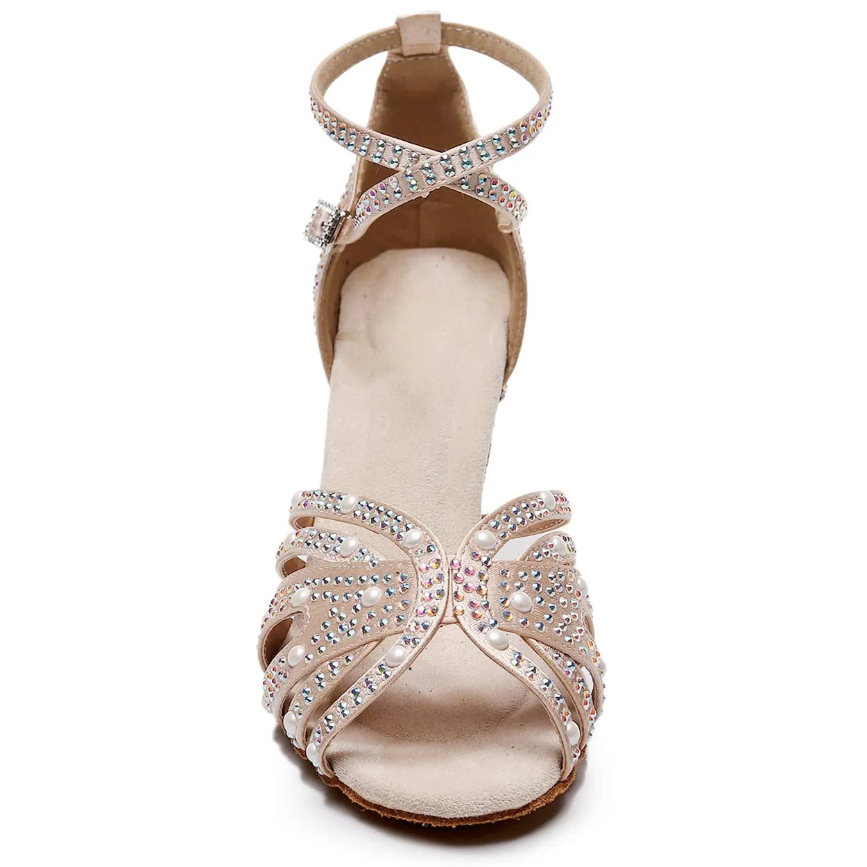 Women's Satin Customized Heel Latin Shoes Salsa Shoes Ballroom Dance Shoes With Rhinestone