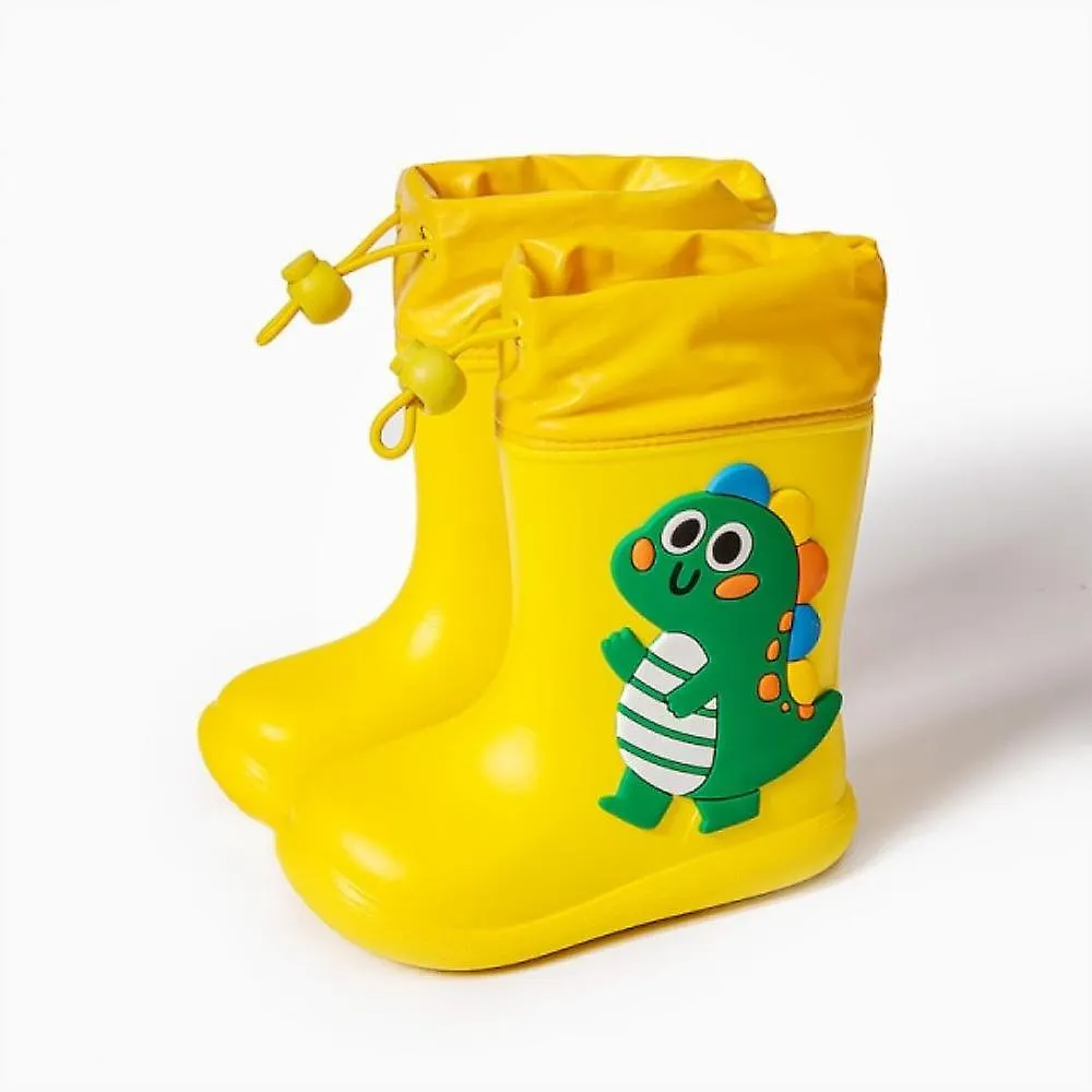 Yellow Dinosaur 200Cartoon Unicorn Dinosaur Children Rain Boots Lace Up Eva Soft Boys Girls Rain Shoes Light Waterproof Non Slip Kids Rainboots